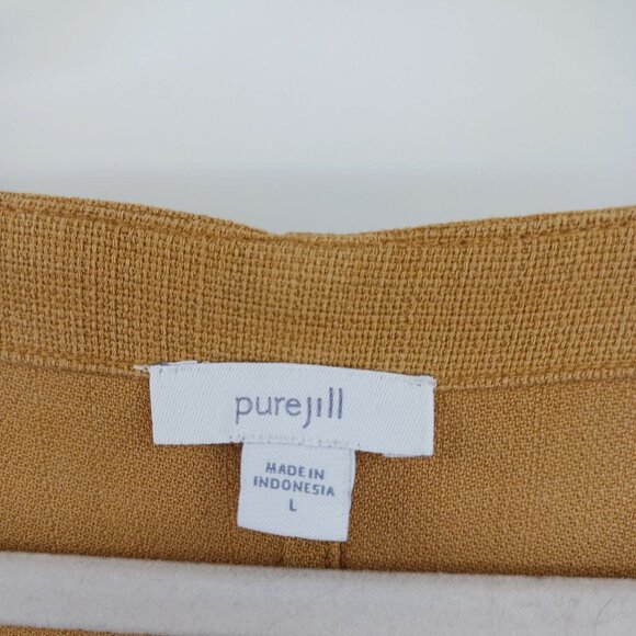 J. Jill Pure Jill Mustard Yellow Button Shoulder Shift Dress Size Large Fall - Picture 4 of 13